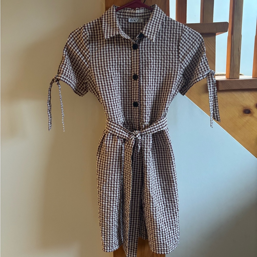 Dex Brown and White Checkered Dress